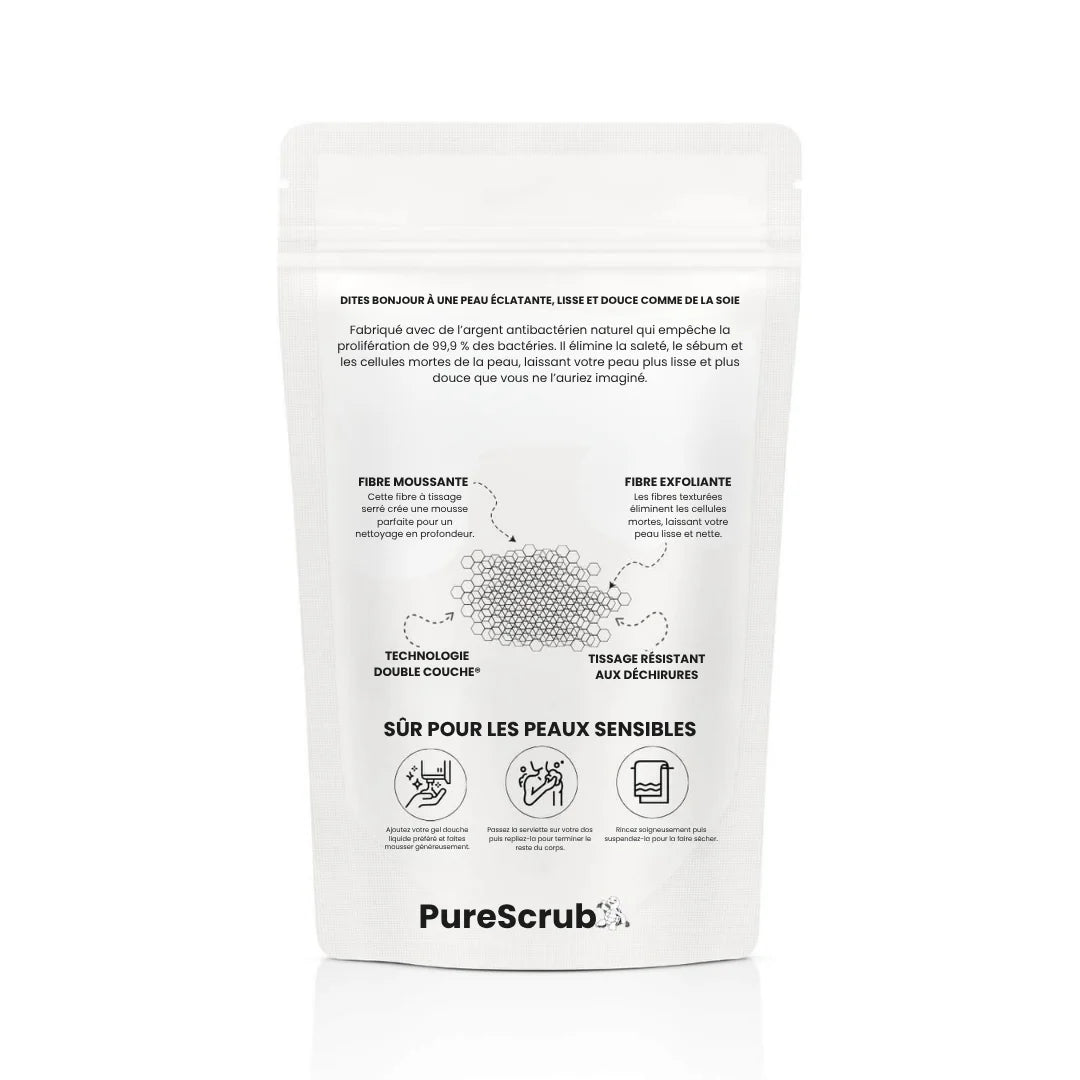 PureScrub™ - Serviette de douche exfoliante antibactérienne