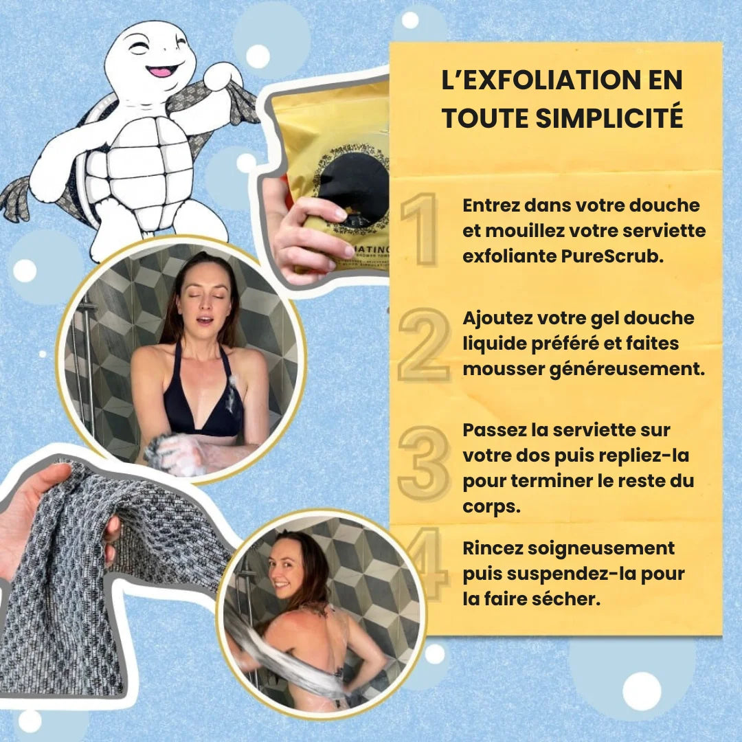 PureScrub™ - Serviette de douche exfoliante antibactérienne
