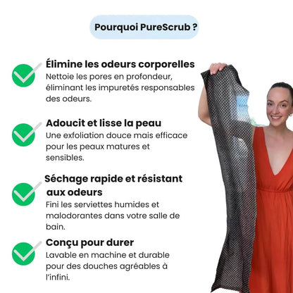 PureScrub™ - Serviette de douche exfoliante antibactérienne